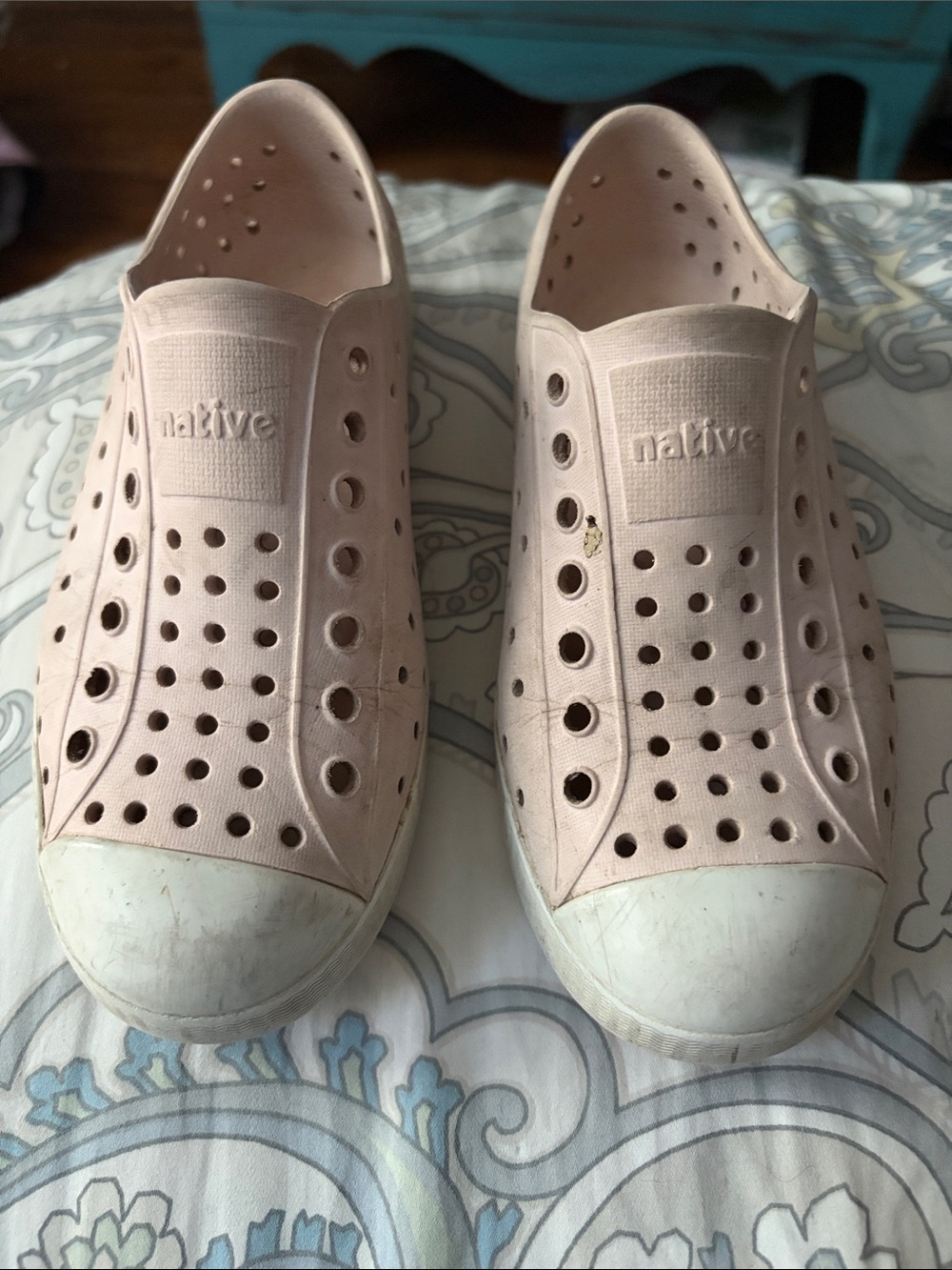 Native Slip-On Sneakers in Pale Pink with White Toe